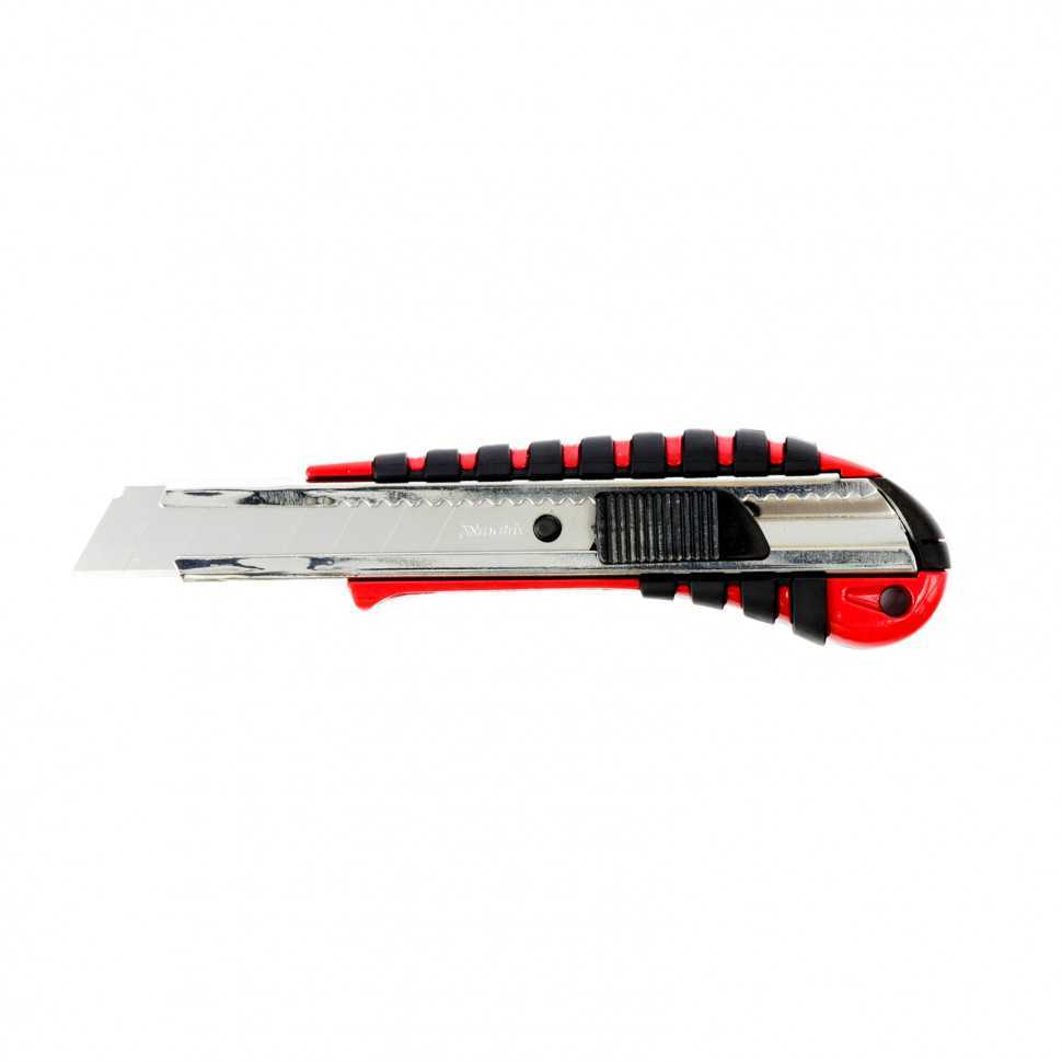 Нож, 18 мм, выдвижное лезвие металлическая направляющая, эргономичная двухкомпонентная рукоятка Matrix Ножи строительные фото, изображение