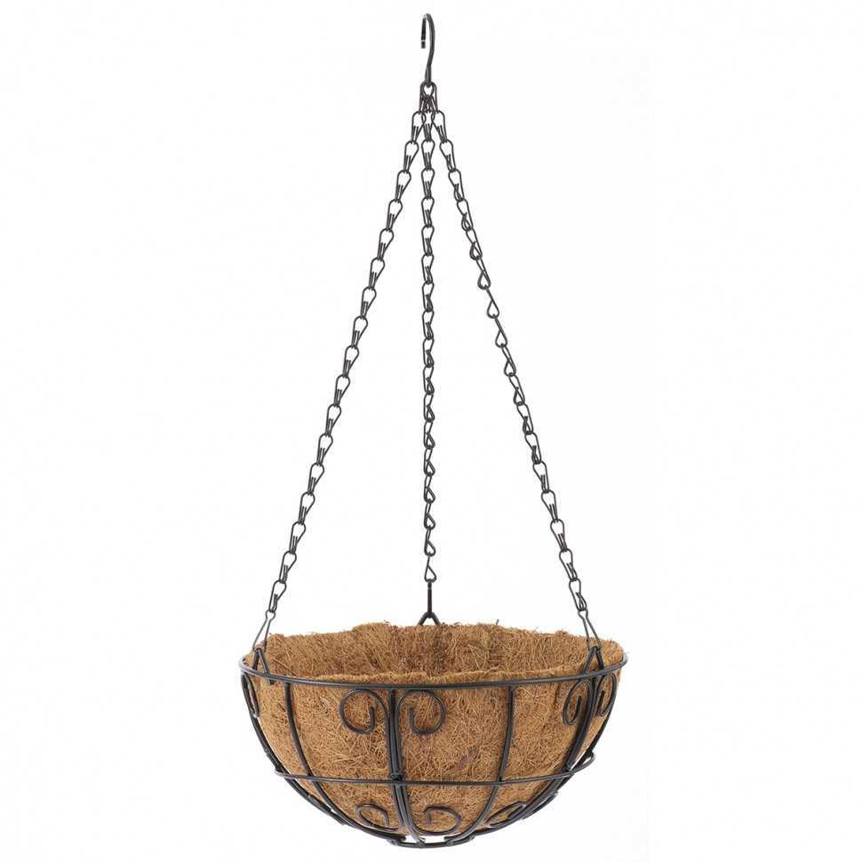 Подвесное кашпо с декором, 25 см, с кокосовой корзиной Palisad Кашпо фото, изображение